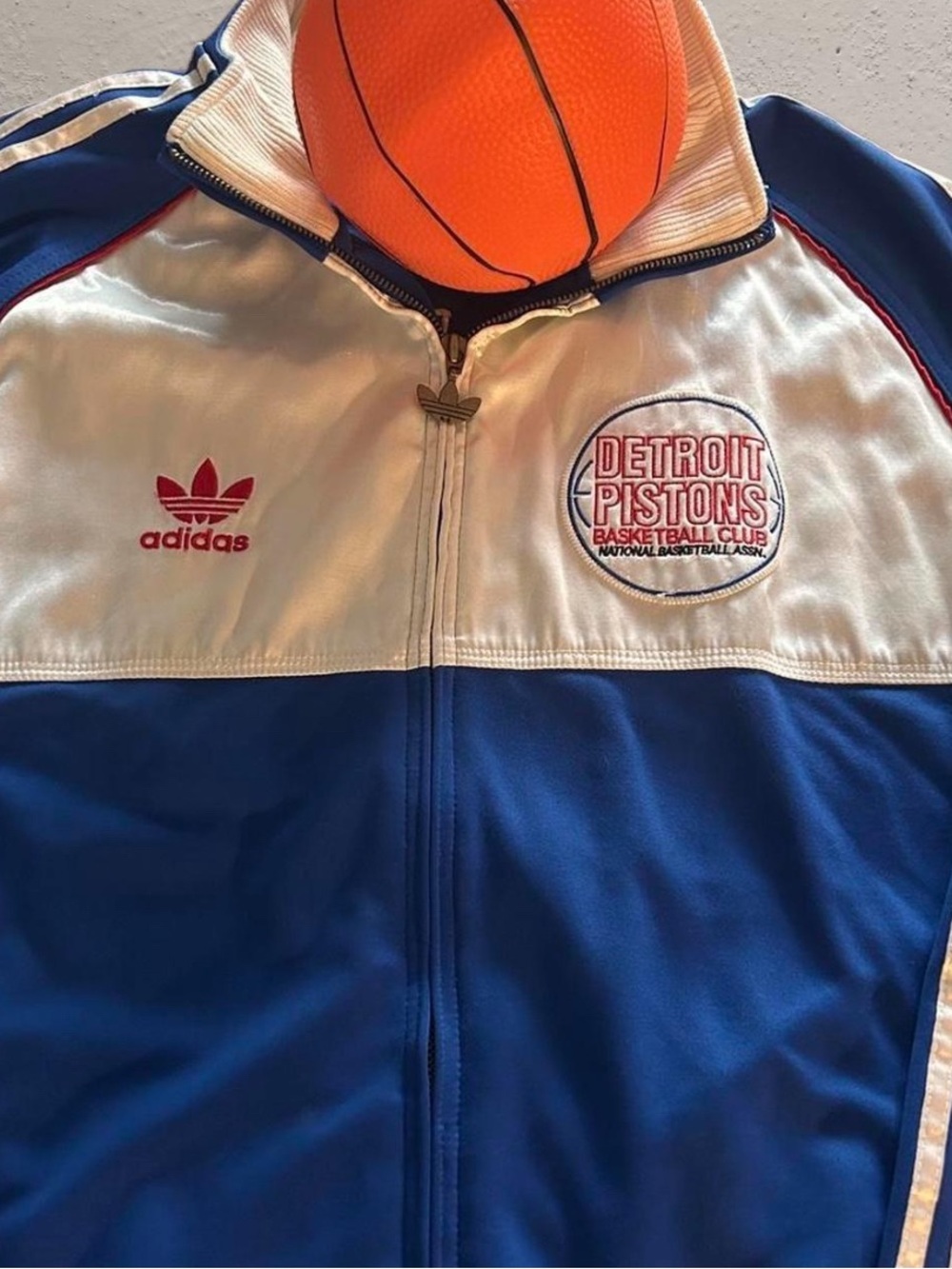 2008 Detroit Pistons NBA X Adidas Embroidered White & Black Track Jacket